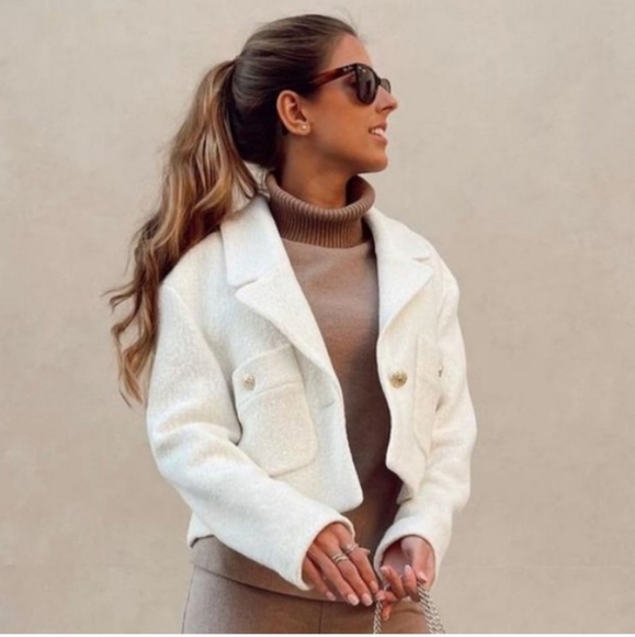 Zara * Cropped Textured Blazer Coat - Picture 5 of 16